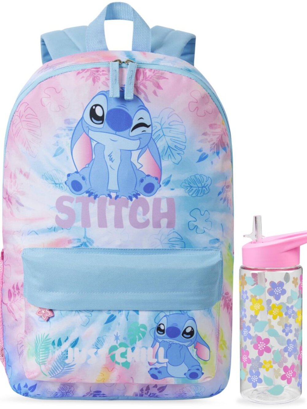 Disney Stitch Girls 17" Backpack & Water Bottle 2 Piece School Set NWT